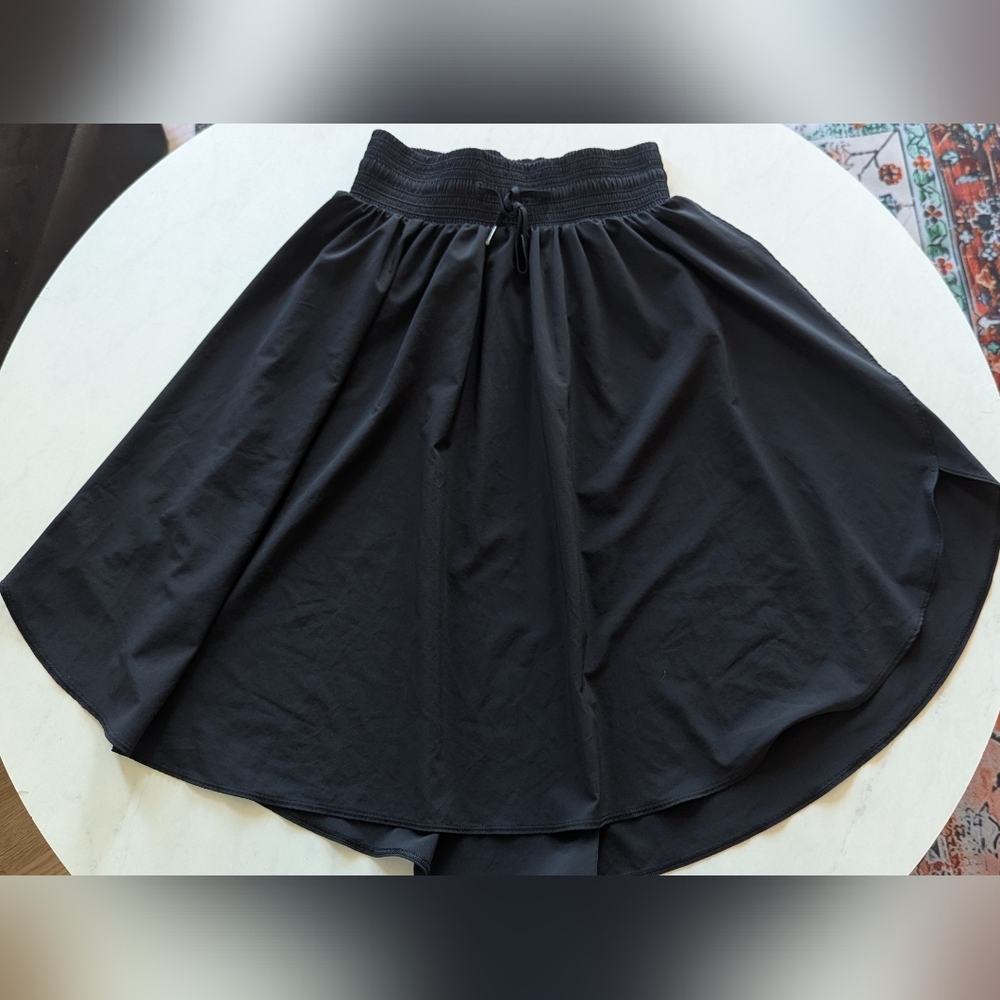 Lululemon The Everyday Skirt Athletica Black A-Line Midi Skirt High-Low
